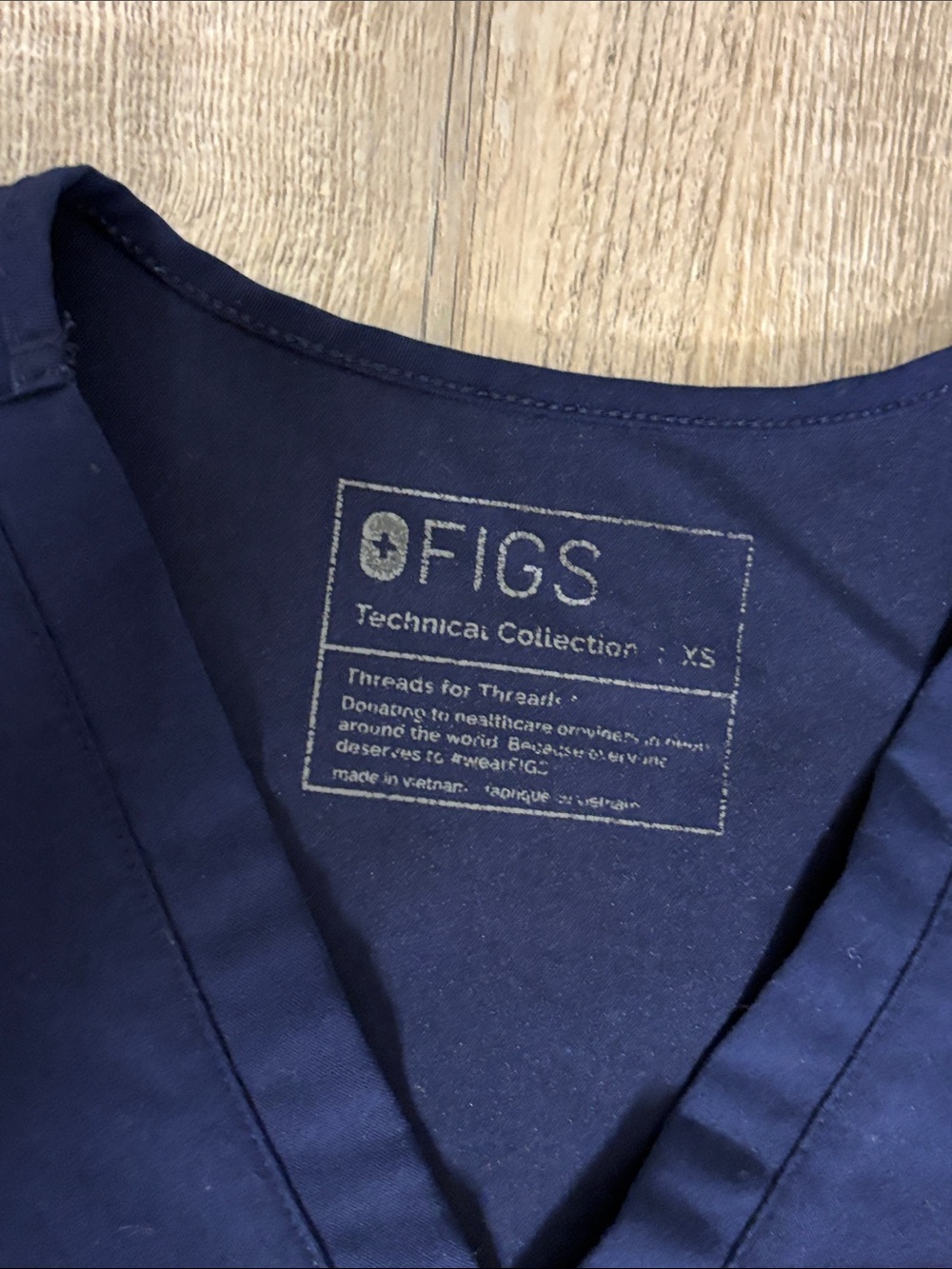 Figs V-Neck Scrub Top in Navy Blue - Picture 2 of 8